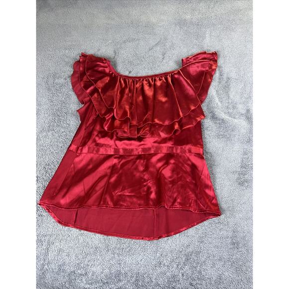 Babe Women’s Shirt Red Size Large Off Shoulder Ruffle Romper Play Suite Dust - Picture 2 of 13